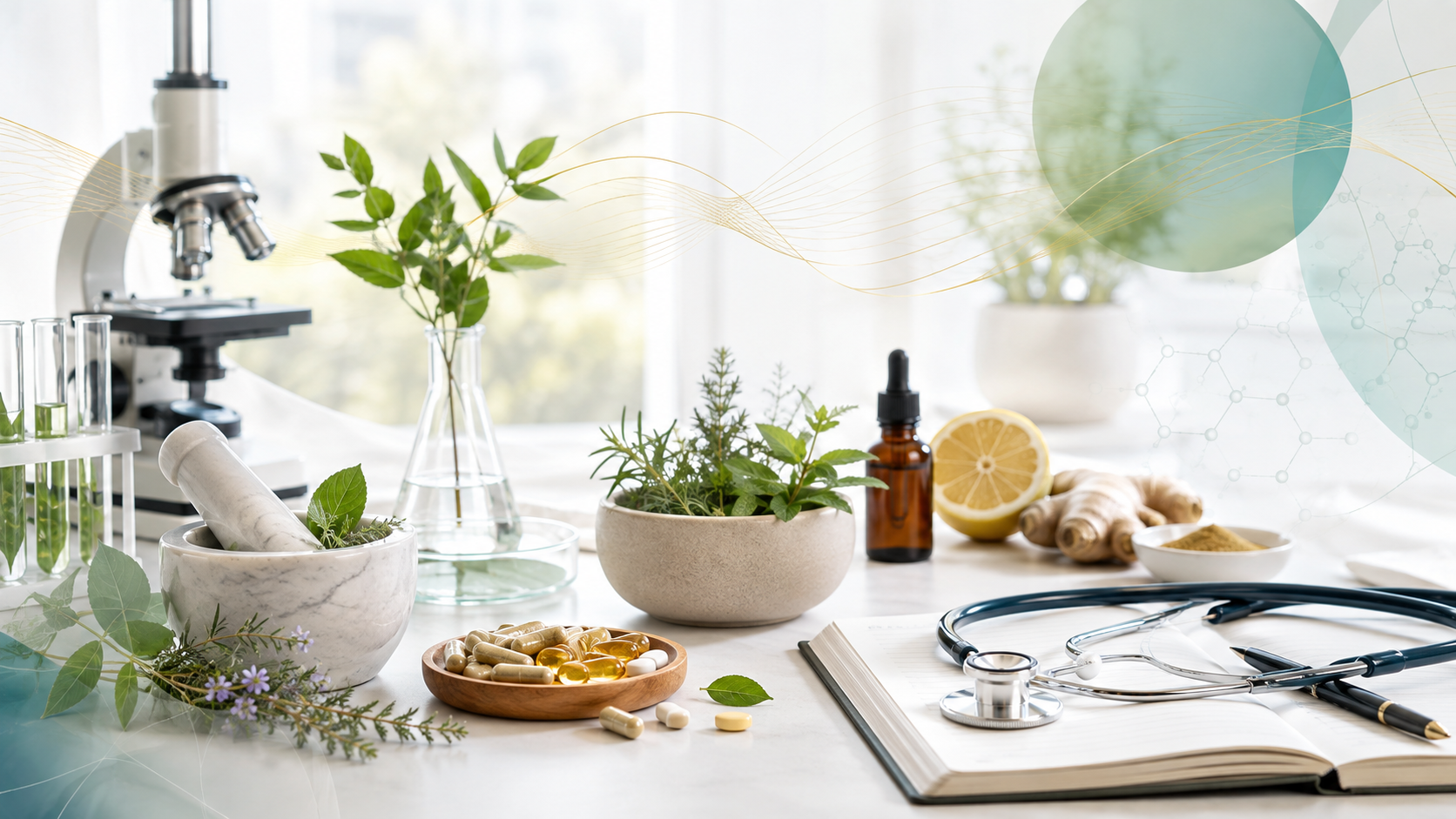 Biomedical science, botanical traditions, nutrition, and healthcare learning in an integrative health setting